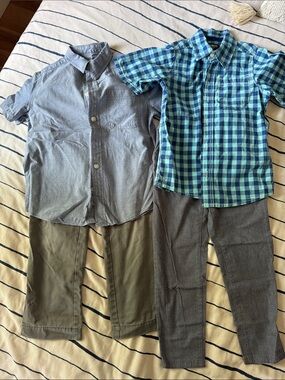 Button-Front Collar Shirt and Pant Sets